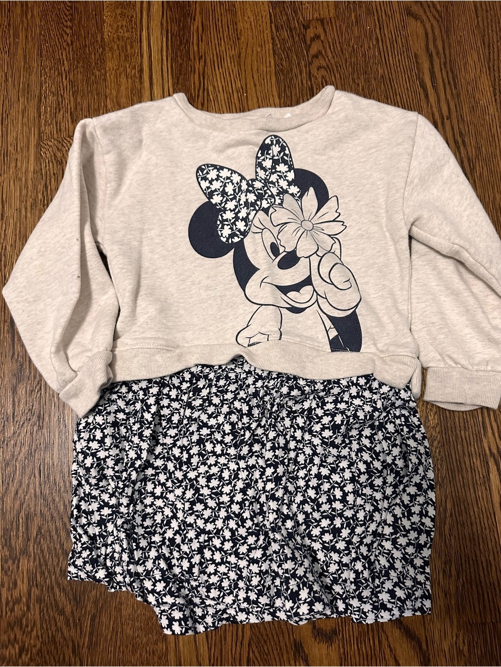 Disney Girls Cream and Navy Minnie Mouse Dress